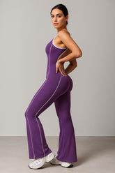 AURA – Hollow Back Yoga Jumpsuit - Dark Reddish Purple - VECTOR SPORTSWEAR